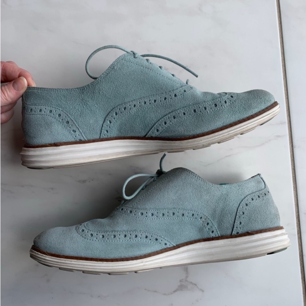 Cole Haan Grand OS Wing light Blue Suede Oxfords Waterproof shoes